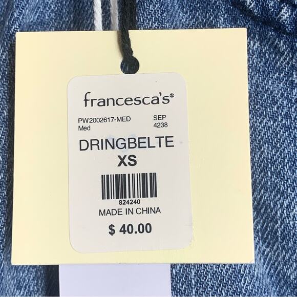 Francesca’s NWT Mini Paper Bag Skirt Size XS Blue Jeans 5 working pocket - Picture 7 of 7